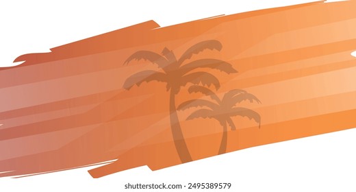 Summer background with palm trees, holiday summer with brush strokes. Vector illustration.