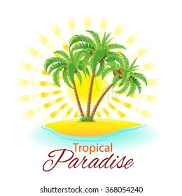 Summer background with palm trees and sunlight