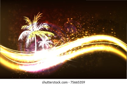 Summer background with palms.