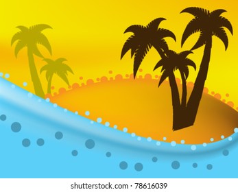 Summer background with palms on the beach