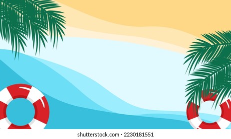 Summer. Background of panoramic landscape of sea and beach and summer post template