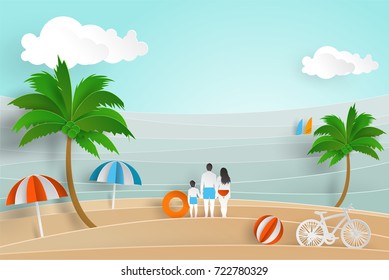 Summer Background in paper cut style