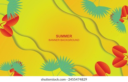 Summer background with paper style. Vector illustration.