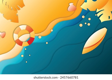 Summer background with paper style. Vector illustration.