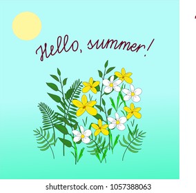 Summer background, park flowers, vektor illustration