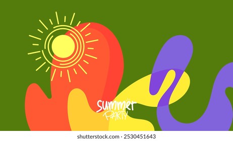 summer background party. hd layout, banner, poster, greeting card template design. vector illustration style