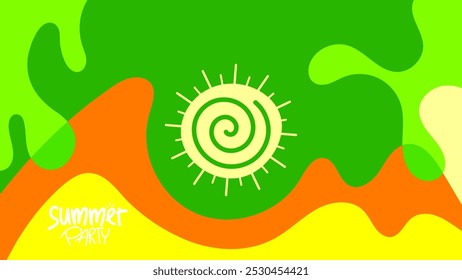 Sommer-Hintergrund-Party. hd Layout, Banner, Poster, Grußkarte Vorlage Design. Stilvektorgrafik