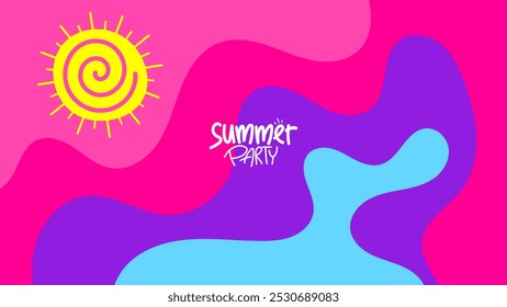 verão fundo festa. hd layout, banner, cartaz, modelo de cartão de saudação. design vetorial estilo ilustração