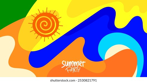 verão fundo festa. hd layout, banner, cartaz, design de modelo de cartão de saudação. ilustração vetor estilo