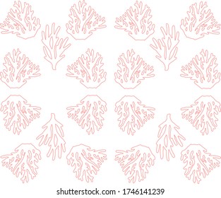Summer background pattern. Sea, ocean, marine theme. Cute line pattern with corals.