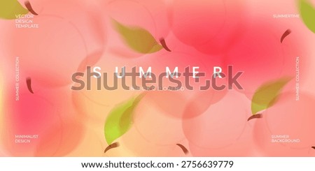 Summer background with peach fruit, soft blur effect and text space. Minimalist vector design with modern gradient for social media, banner, poster, cover 
