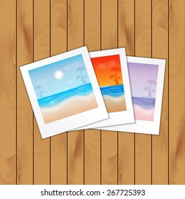 Summer background. Photo frames with tropical sea and beach. EPS10 vector
