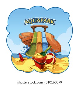 summer background picture with Water hills in an aquapark.