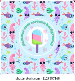 Summer Background with pops and cute squid pattern