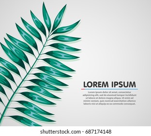 Summer background. Poster with palm leaf. Vector illustration
