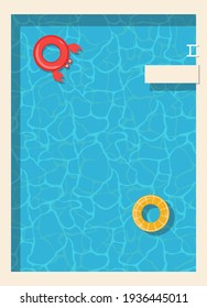 Summer Background poster template with swimming pool and lifebuoy. Vector Illustration EPS10