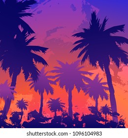 Fondo de verano en tonos púrpura Cálido folleto de verano, listo para imprimir