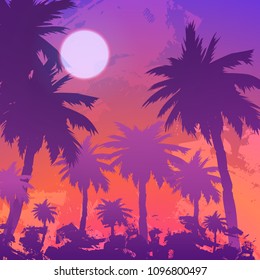Summer background in purple tones Warm summer flyer, ready for print