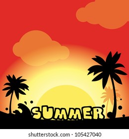 summer background with retro and plants designs