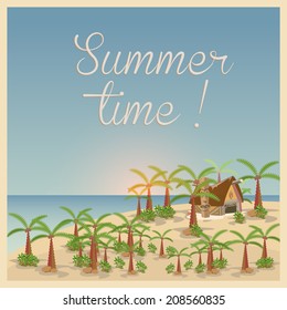 Fondo de verano en estilo retro, fácil de editar