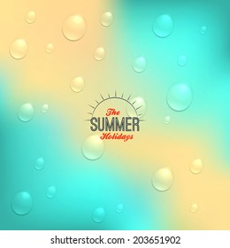 Summer background in retro style with rain drop. Vector