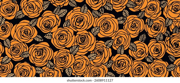 Summer background with roses flowers. Nature concept design. Modern floral composition. Vector illustration for poster, invitation, greeting card. Botanical style roses frame. Copy space.