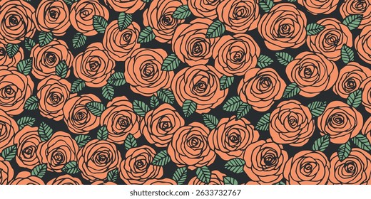 Summer background with roses flowers. Nature concept design. Modern floral composition. Vector illustration for poster, invitation, greeting card. Botanical style roses frame. Copy space.