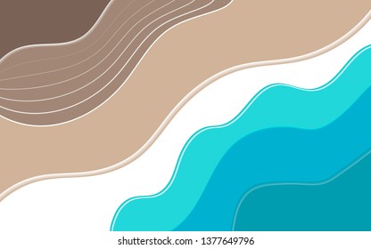 Summer background with sand beach waves and waves in the Sea for Banner poster, web. Vector