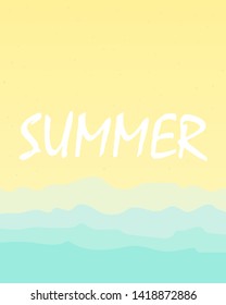 Summer background of sand and sea beach. vector art illustration.