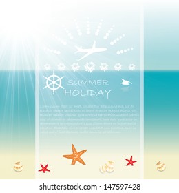 Summer background sand seashell and starfish illustration