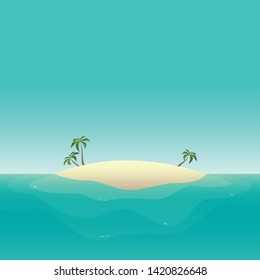 Summer background - sandy island at ocean vector illustration