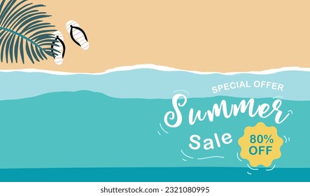 Summer background with sea and beach .Vector summer banner