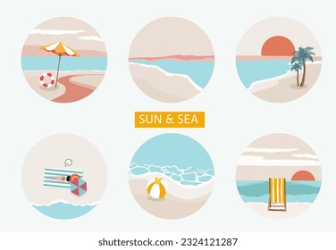 Summer background with sea and beach .Vector summer banner