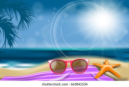 Summer background sea beach vector illustration