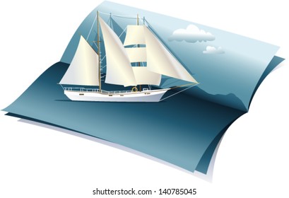Summer background with sea and boat