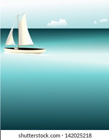 Summer background with sea and boat