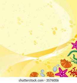 Summer background with sea inhabitant, vector illustration