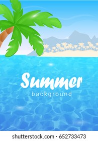 Summer background with sea, palm