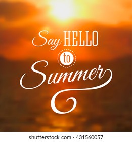 Summer background with sea sunset. Vector illustration.