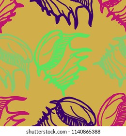 Summer background seamless multicolor clam shell for design.