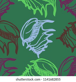 Summer background seamless multicolor clam shell for design.