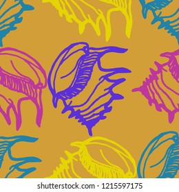 Summer background seamless multicolor clam shell for design.