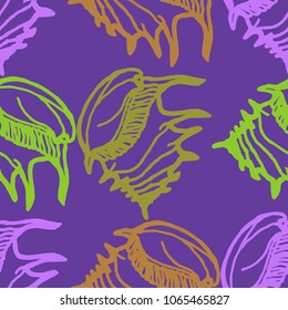 Summer background seamless multicolor mollusc shell for design.