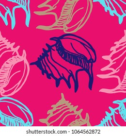 Summer background seamless multicolored clam shell for design.
