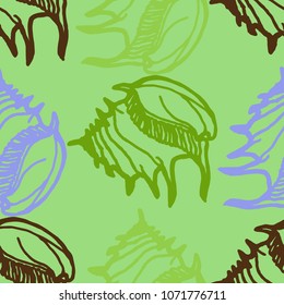 Summer background seamless multicolored clam shell for design.