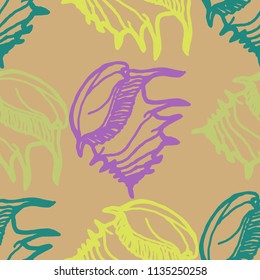 Summer background seamless multicolored clam shell for design.
