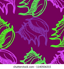 Summer background seamless multicolored clam shell for design.