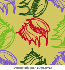 Summer background seamless multicolored clam shell for design.