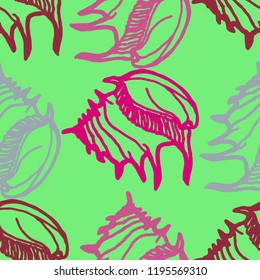 Summer background seamless multicolored clam shell for design.