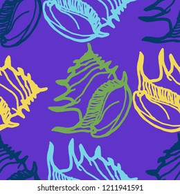 Summer background seamless multicolored clam shell for design.